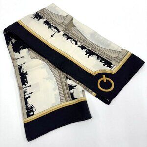 Hermes Carre 90 Scarf les Ponts de Paris Bridges of Silk Black